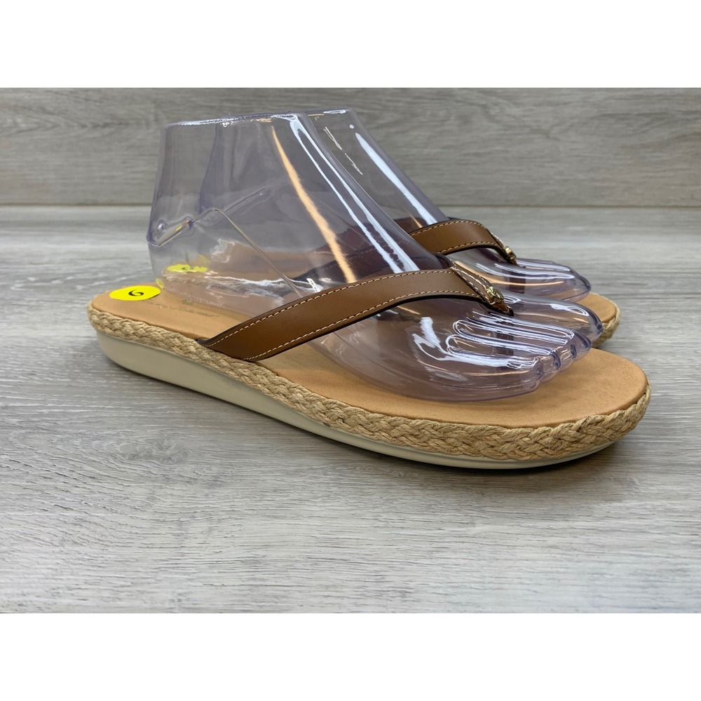 Tommy Bahama Thomas Brown Espadrille Flip Flop Sandals Women's 9